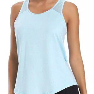 Womens Workout Tank Top Racerback Mesh Yoga Athletic Running Sleeveless Gym - XL